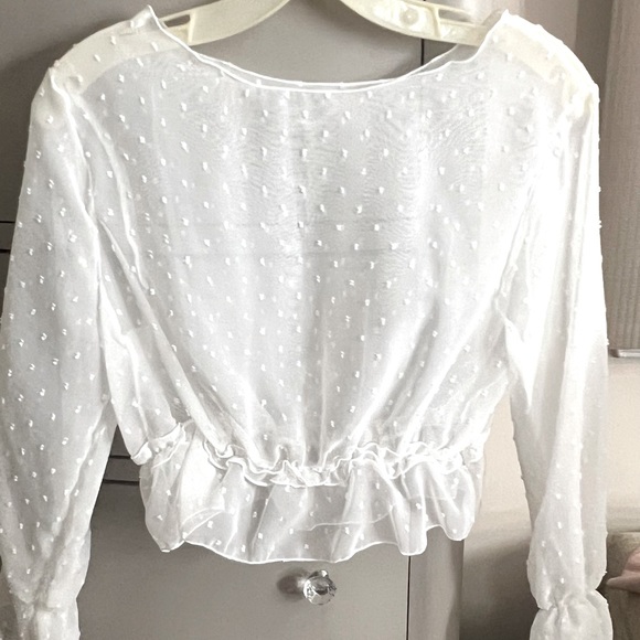 Mesh White Polkadot Top - Picture 3 of 3